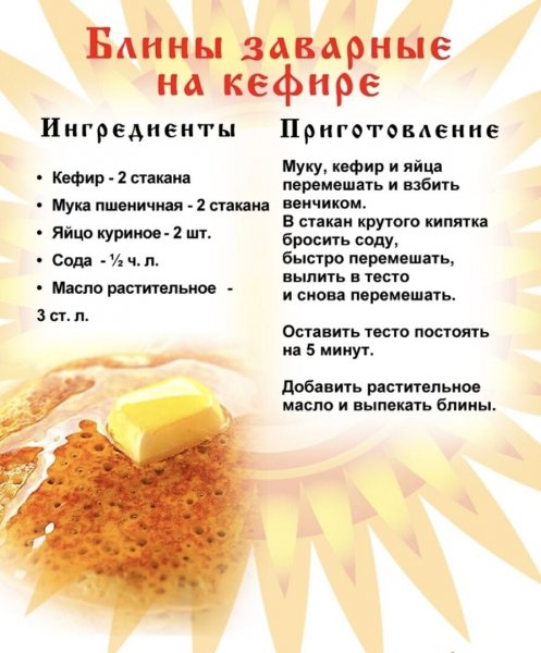 Блины заварные на кефире