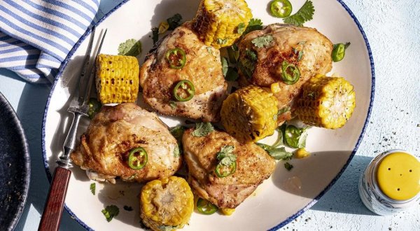 Куриные бёдра с кукурузой - в аэрогриле