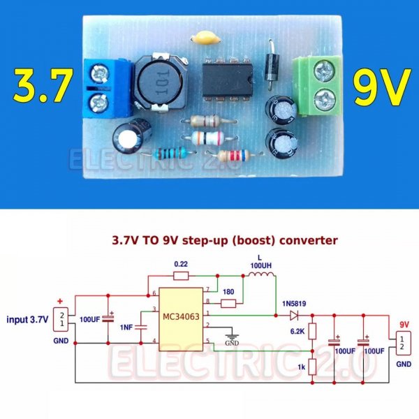 Преобразователь с 3.7V до 9V
