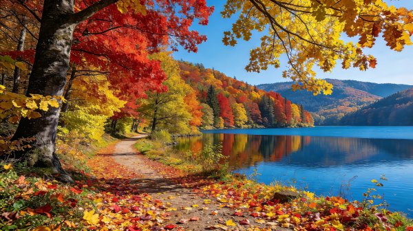Landscape-nature-autumn-trees-leaves-lake
