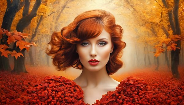 Девушка и осень,обои на рабочий стол.066