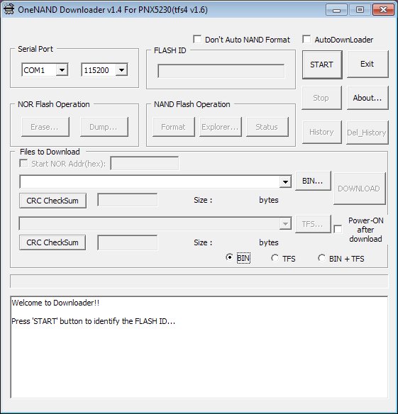 OneNAND Downloader v1.4 for pnx(E740)