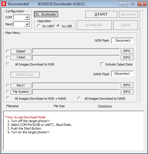 BCM2133 Downloader v1.61(C)