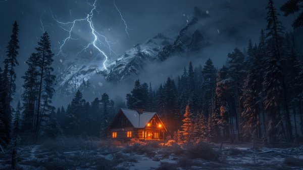 Molniia-gory-dom-derevia-tsifrovoe-iskusstvo-ii-art-iskusstv