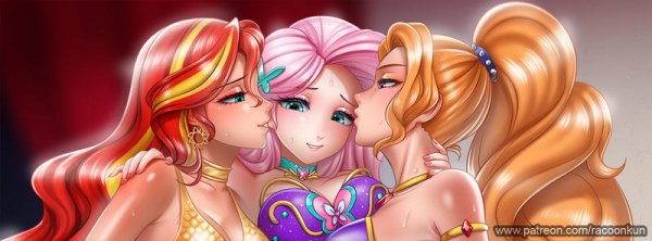 Флаттершай Сансет Шиммер и Адажио Дазл -fullview