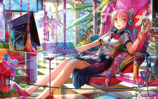 Colorful Anime Girl Chilling