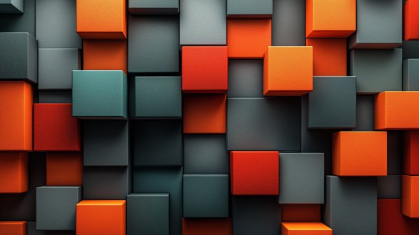 Orange-cubes-geometry-three-dimensional-abstract-gray