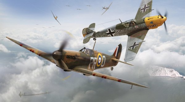 Spitfire Mk.IA &amp; Messerschmitt Bf 109E-4jpg (Copy)