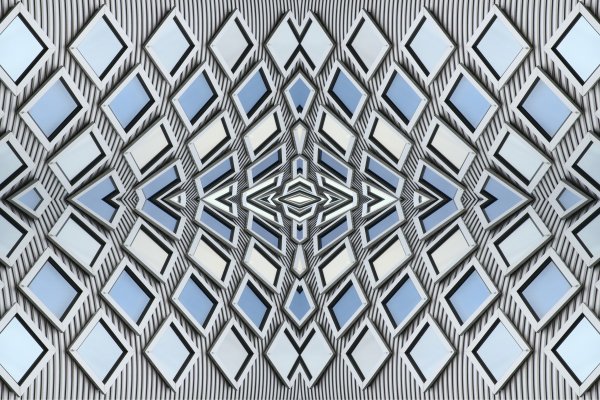 Geometry-symmetry-pattern-blue-gray-windows