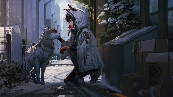 Anime Girl Petting Dog