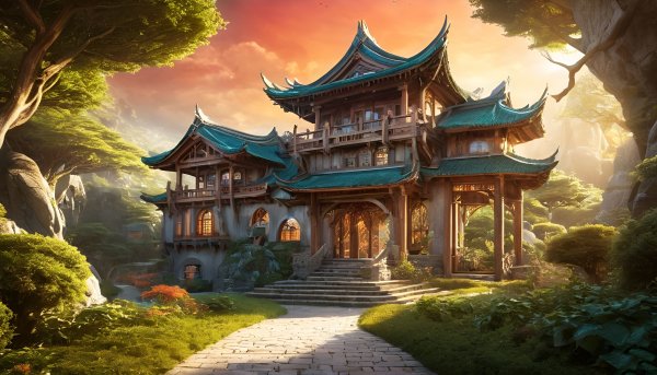 Фэнтези,пейзаж,в азиатском стиле,китай,архитектура40