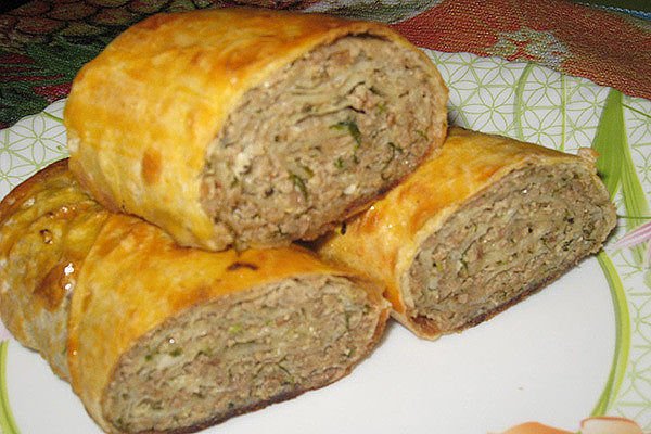 Рулетик из лаваша с фaршем