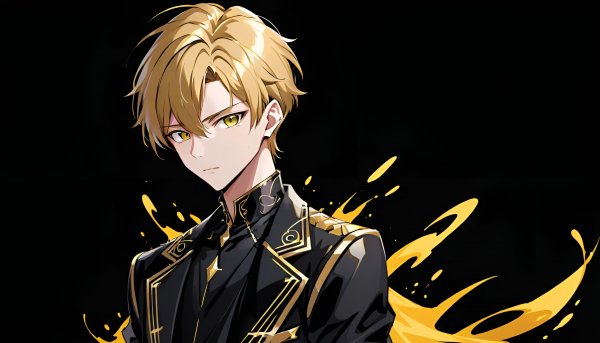 Аниме,черный,золото,парень.06