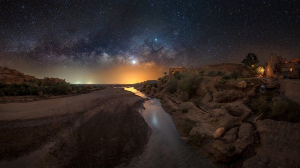 Ночь Река Milky Way Ait