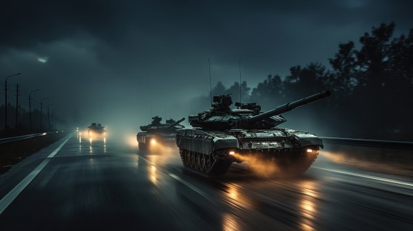 Tanki-avtomobili-shosse-noch-ogni-tsifrovoe-iskusstvo-ii-art