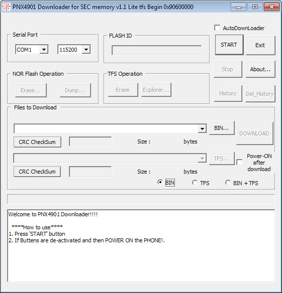 PNX4901 Downloader for SEC Memory 8MB Lite