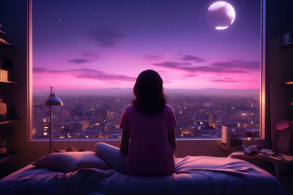 Фантазия Девушка Лофи одна Фоновые обои