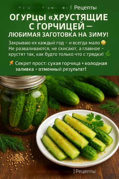 Огурцы " Хрустящие с горчицей "