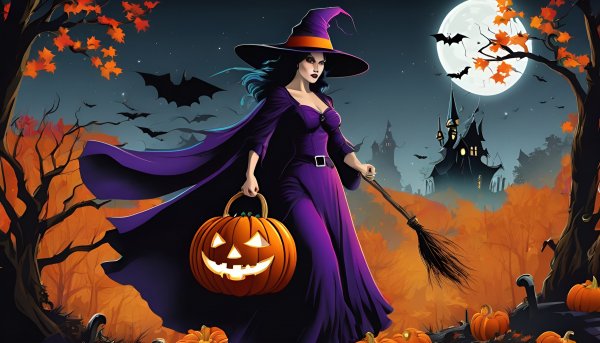 Хэллоуин,ведьма,вектор.05