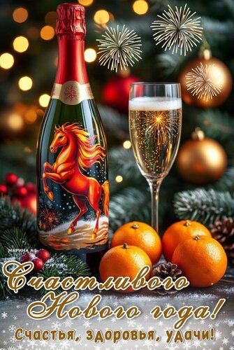 Открытка счастливого нового года счастья