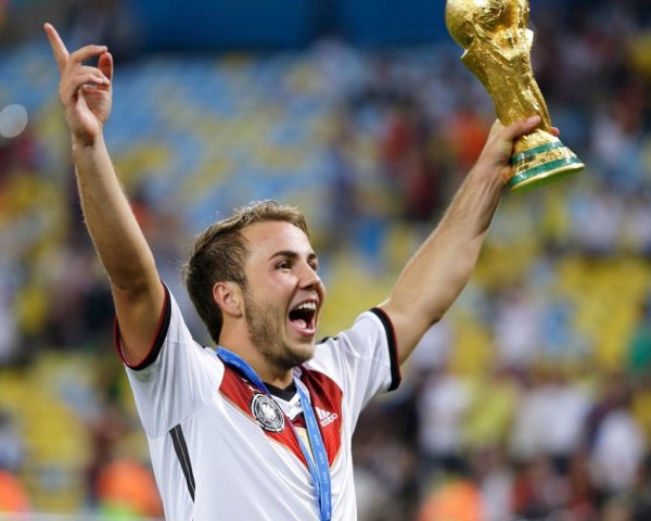 German footballer Mario G tze holding a