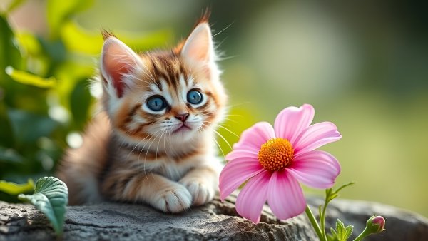 Котёнок,лето,цветы.10
