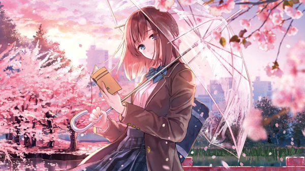 Anime Girl Cherry Blossom Season