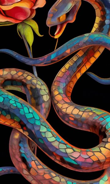 Анимация,змея,роза