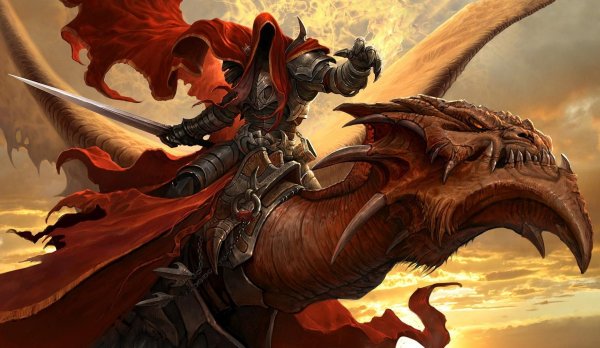 Fantasy Spirit in armor riding a dragon 100682 (Copy)