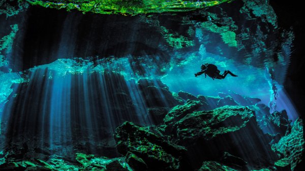 Cenote Diver Дайвер в сеноте UHD 4K