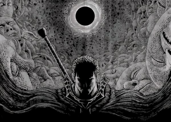 Berserk Guts черно-белые обои