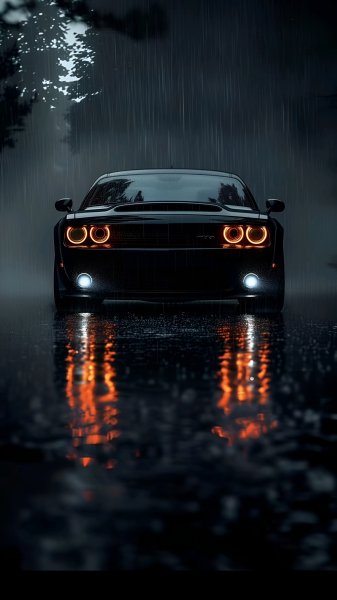 Black-dodge-challenger-and-rainy-day-251024