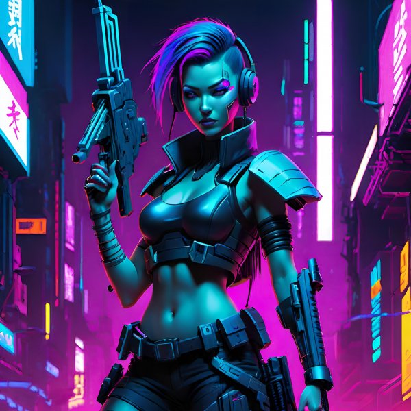 Киберпанк,девушка,неон,фантастика.43
