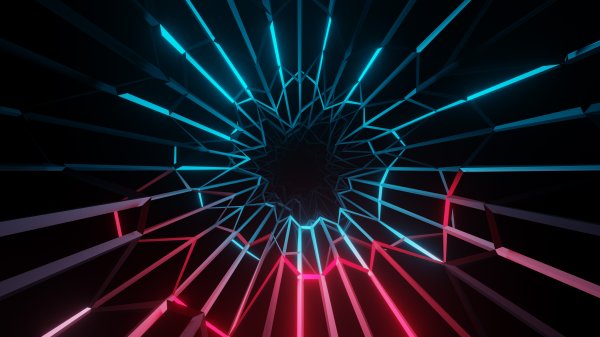 Blue-red-neon-geometry-light-dark-background