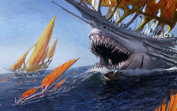 уart fantastika more korabli parusn
