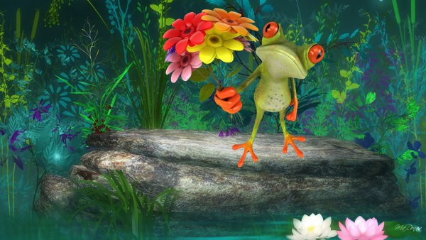 Flowers From a Frog