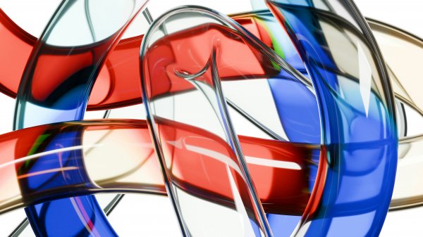 Red-blue-glass-intertwining-transparency