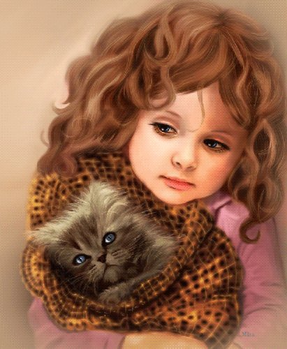 Малышка с котиком