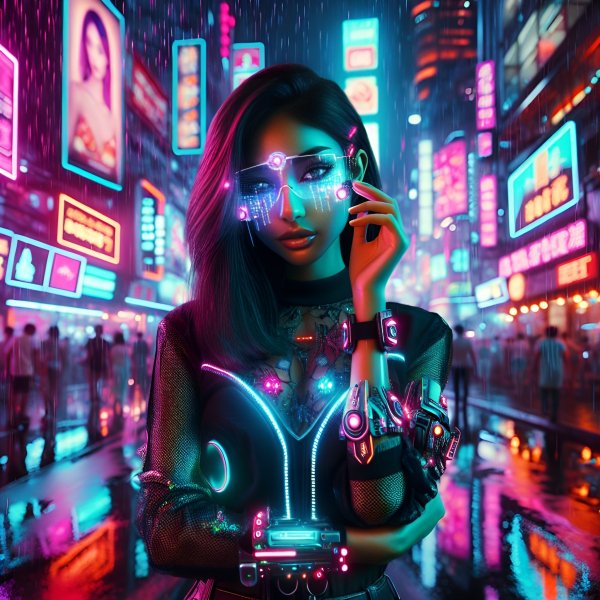 Киберпанк,девушка,неон,фантастика.73