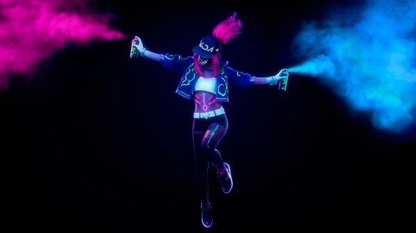 kda akali league of legends neon cosplay 4k