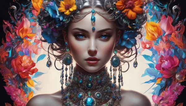 Девушка и цветы,арт.20