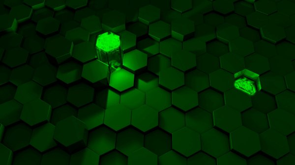 Green-hexagons-glowing-geometry-texture