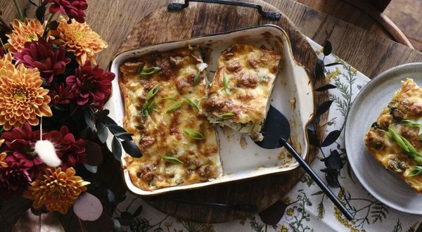 Запеканка из вареников с картошкой