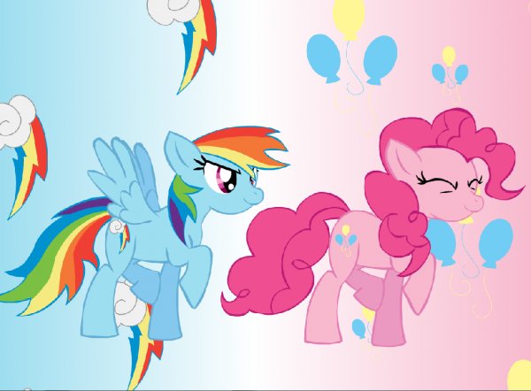 pinkie and rainbow strut by cacti-d4b28d