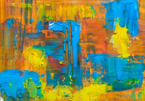 Blue-yellow-brushstrokes-vibrant-texture