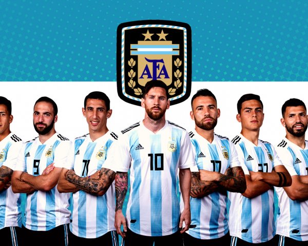 Argentina national football team on flag background 1353