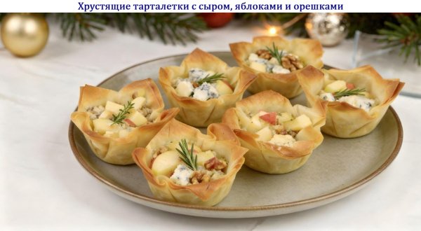 Хрустящие тарталетки с сыром, яблоками и орешками