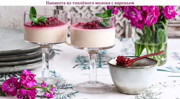 Панакота из топлёного молока с вареньем