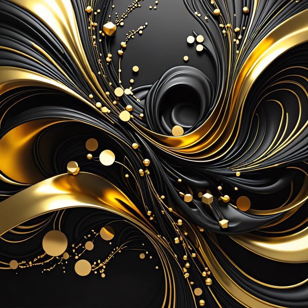 Черное,золото,абстракция,3D,обои на рабочий стол.09