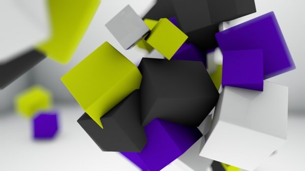 Cubes-yellow-purple-geometry-three-dimensional